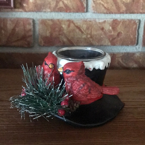 Rare Red Cardinal Frosted Candle Tea Light Holder - Picture 6 of 7